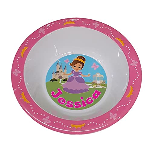 Childrens' Melamine Bowl - Princess Design - 53 Girls' Names Available (Jessica)
