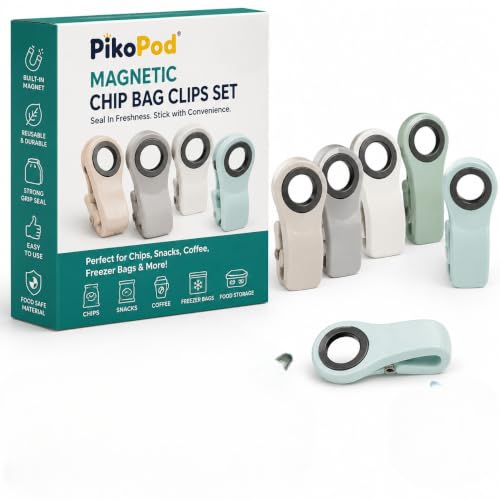Image of Magnetic Chip Bag Clips Set, Food Sealing Clips with Built-in Magnet, Reusable Plastic Snack Bag Sealers for Kitchen Storage, Freezer Bags, Chips, Coffee & Food Freshness (Multi-Color)