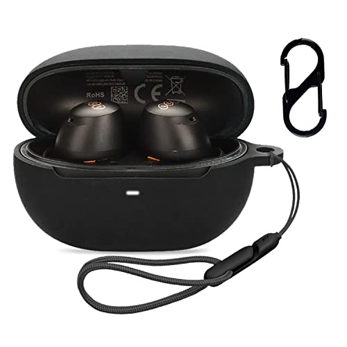 QCY ArcBuds HT07 �p �P�[�X �J�o�[ �yNOUKAJU�zFor QCY HT07 ���C�����X �C���[�z�� �V���R�� �ی�P�[�X �����h�~ �L�Y�h�~ �ϏՌ� �����[�d�\ �h�� �h�o �J���r�i�t��+�X�g���b�v�t�� (�u���b�N)