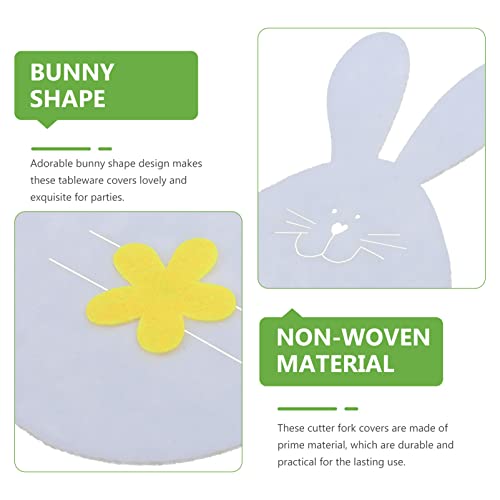 cabilock 8 pçs suporte de mesa de páscoa tecido não tecido feltro coelhinho talheres bolso utensílio