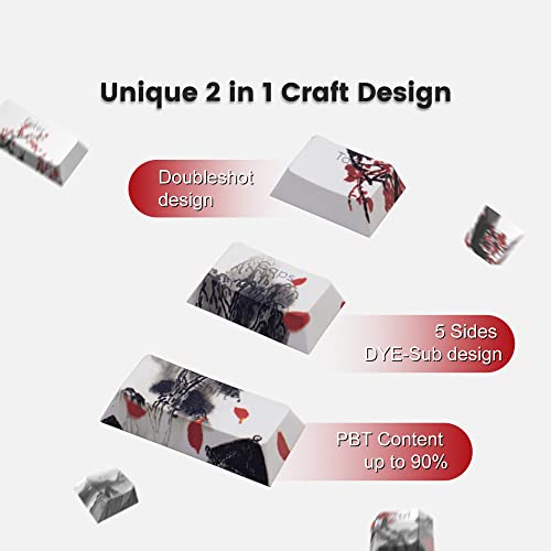 Xvx Shine Through Keycaps - Pbt Japanese Keycaps, 127 Keys Plum Blossom Custom Keycap Set Dye-Sublimation Cherry Profile Keyboard Keycaps For Cherry Gateron Mx Switches Mechanical Keyboards #TOP3