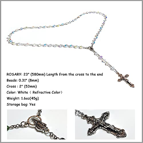 GeekTenet Rosário de contas de terço corte rotativo altamente refrativo losango cristal artificial r