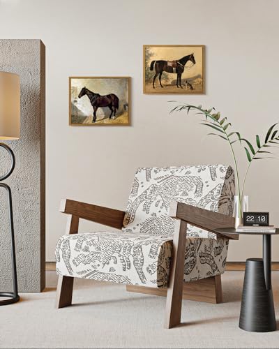 Image of ARPEOTCY Framed Canvas Horse Wall Art, Horse and Dog Art Print for Home Decor, Rustic Farmhouse Country Shelf Wall Decor for Living Room, Bedroom, Bathroom, Office Aesthetic, 8x10 inch