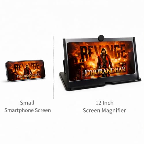 Image of DRUMSTONE ( 2026 Brings 15 Years Warranty ) 12 Inch 3D Mobile Screen Magnifier with Foldable Stand | HD Phone Screen Enlarger | Eye Protection Amplifier for Movies Gaming Video