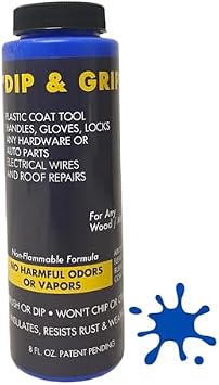 Dip and Grip Rubberized Plastic Dip Liquid Colors Rubber Paint Industrial Coating (Blue) 8 Fl. Oz