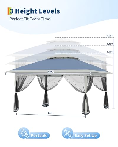 image for GarveeLife Canopy Tent 13x13 ft, Pop Up Gazebo One-Push Setup with 4 S