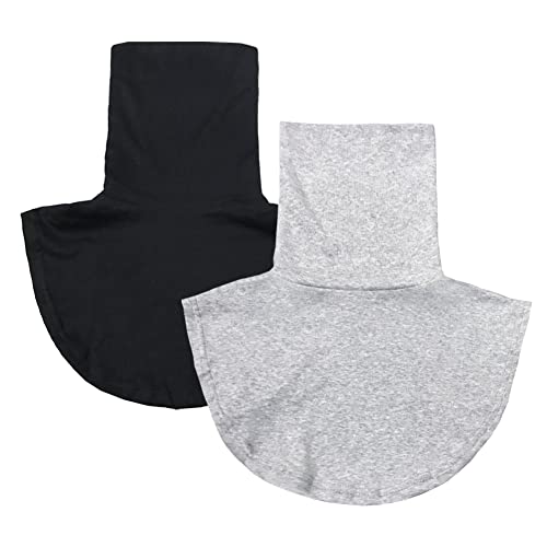 Joyci Fashion Turtleneck False Collar Winter Unisex Cotton Simple Dickey Collar (2Pack -Black Gray)