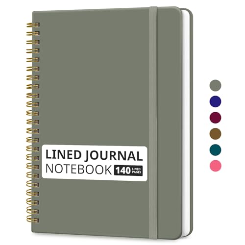 Image of Taja Lined Spiral Journal Notebook for Women & Men, 140 Pages, College Ruled Hardcover Notebook for Work & Note Taking, Journals for Writing, A5(5.7 inch x 7.9 inch) - Stone Gray