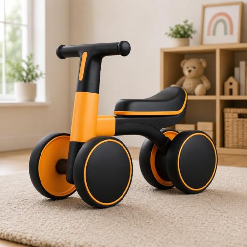 Image of 4 Wheel Ride On Balance Bike for Toddlers, Baby Push Walker Ride-On Toy with Silent Wheels, Indoor Outdoor First Bike,Beads Drawing Board for Kids & Girls (Pink)