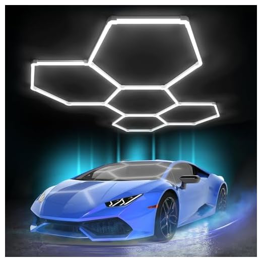 XAEIOW Superhelle Sechseckige LED Garage Deckenleuchte 23040 Lumen - Energiesparend für Keller, Lagerraum, Büro & Garage - Einfache Montage, IP44 Wasserschutz (5PCS Hex)