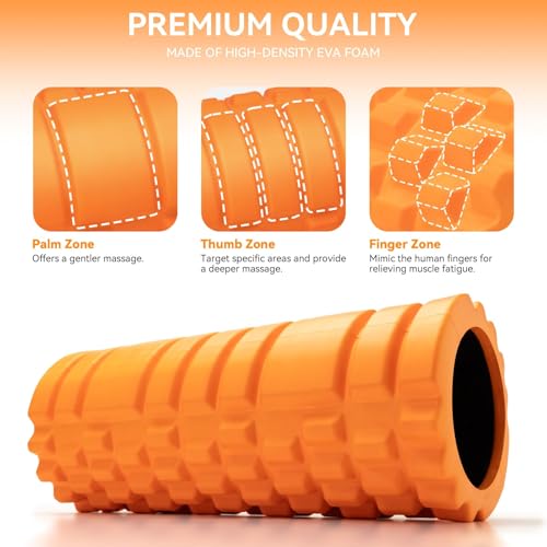 Krightlink Foam Roller High Density 13" Patented Exercise Roller for Deep Tissue Muscle Massage, Muscle Massage and Myofascial Trigger Point Release, Relieves Muscle Pain, Improves Mobility (Orange) by Krightlink - Image 2