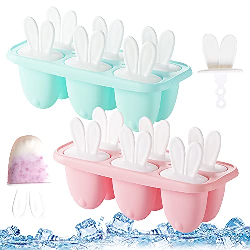 ALHX 2Pcs Molde para Paletas de Orejas de Conejo, Moldes para Helados, Molde para Helados y Polos, Reutilizable Moldes, Moldes Casero Helados para Bebés y Adultos