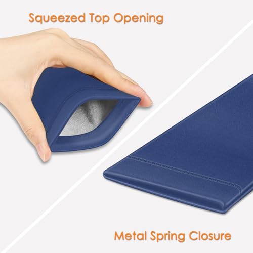 Image of FINTIE Soft Eyeglasses Case with Cleaning Cloth, Portable Squeeze Top Vegan Leather Glasses Pouch, Sunglasses Eyewear Bag