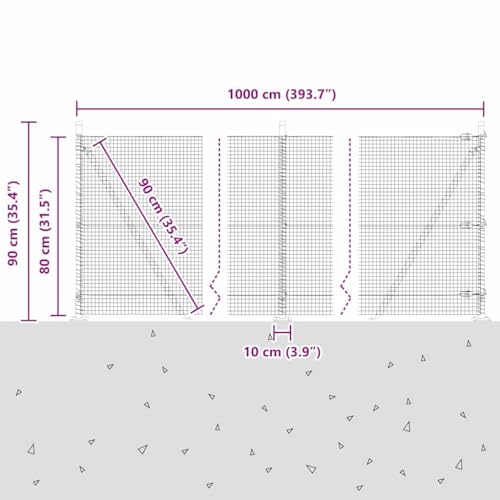 Clôture de jardin résistante aux intempéries avec treillis rigide 10m - 8