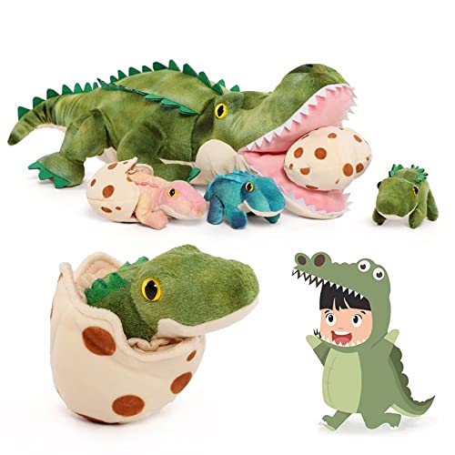 Karister Alligator Stuffed Animal 23.6",Mommy Crocodile Plush Toy With 3 Baby Alligator,Stuffed Alligator Plush Gift,Stuffed Crocodile For Kids On Birthday,Christmas Or Baby Shower #TOP4