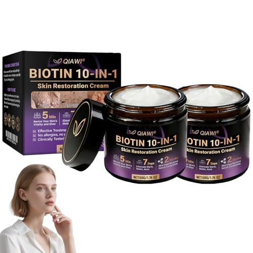 Blupure Qiawi Biotin 10 in 1 Skin Restoration Cream Professional Biotin 10 in 1 Cream Lifting & Firming Face Cream for Wrinkle Reducer & Moisturizer and Younger Looking Skin (2PCS)