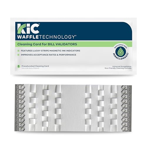 Waffletechnology KICTeam Cleaning Cards for Bill Acceptors (15 Cards) - Includes Magnetic Stripe for Universal Acceptance - Presaturated with MiracleMagic - Made in USA
