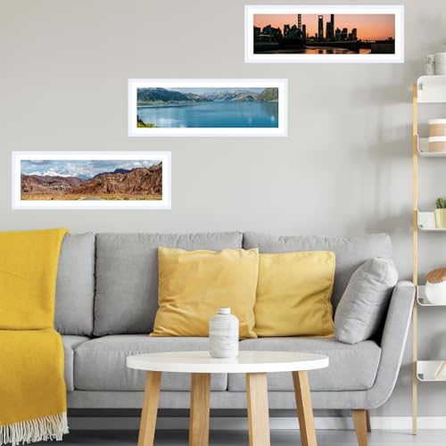 Image of JCJMY 12x30 Picture Frame with 9x27 Mat, Display Photo 9x27 with Mat or 12 x 30 Without Mat, Wall Hanging Large 12 by 30 Poster Frame with Plexiglass, White