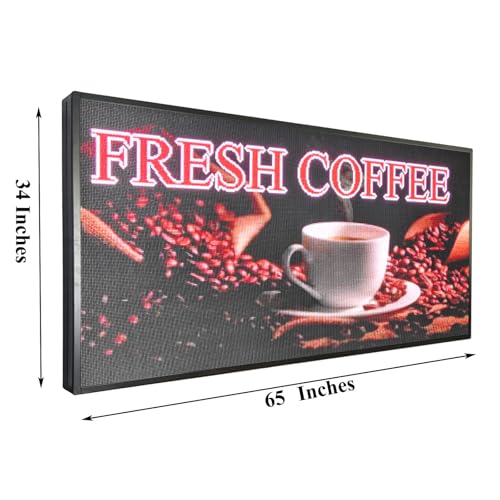 Image of P5 Outdoor 65 inchx34 inch LED Sign Programmable Digital Board -High-Res Scrolling Display, USB and WiFi Control, Custom Images & Video for Business