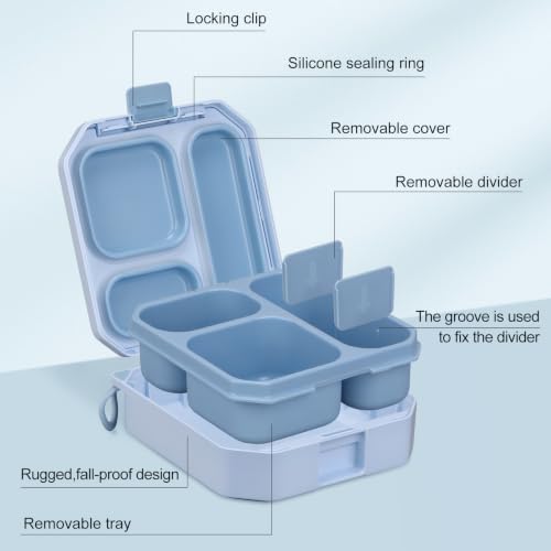 Image of wiwens Bento Lunch Box for Kids with 12oz Soup Thermo Leak-Proof Lunch Food Container with 5 Compartment Thermo Hot Food Jar and Insulated Lunch Bag for Kid Toddler Girls Boys to School