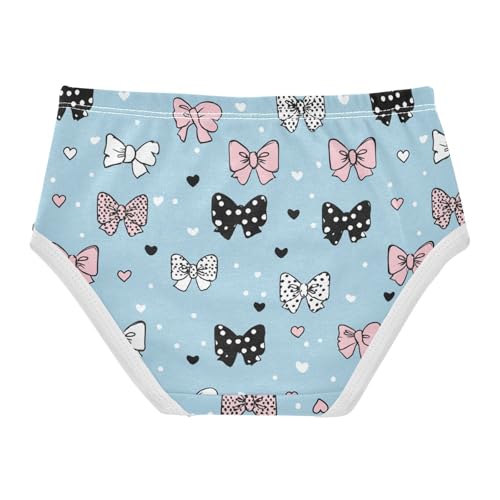 Wusikd Bows Hearts Blue Girls' Underwear Cotton Girls Briefs Soft Toddler Underwear 2T2