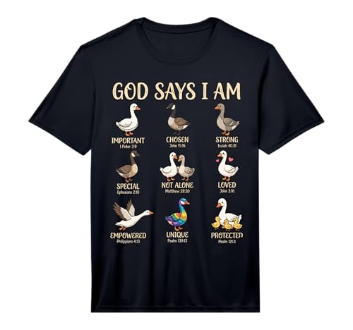 God Says I Am Christian Duck Bible Verse Scripture Faith Performance T-Shirt