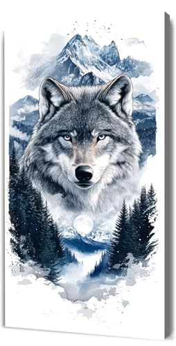 Pintar por Numeros Adultos bosque Lobo, Niños DIY Paint by Numbers, Cuadros para Pintar por Numeros para Principiantes, Incluye Lienzo, Pincel, Pigmento Acrílico, Decor para El Hogar, 100x200cm D-469