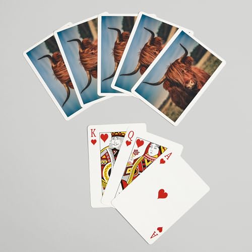 Baraja de 52 cartas tamaño póker con retrato vaca de las tierras altas miniatura 7