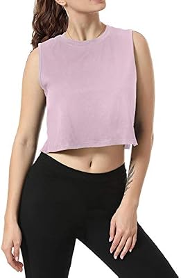 JNINTH Women Summer Short-Sleeved T-Shirt Crop Top Sleeveless Racerback Workout Vest Short Tank Top...