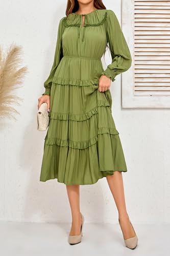 Image of Women's Short Sleeve Summer Boho Pleated Rayon Mid Dresses with Pockets for Wedding Guest