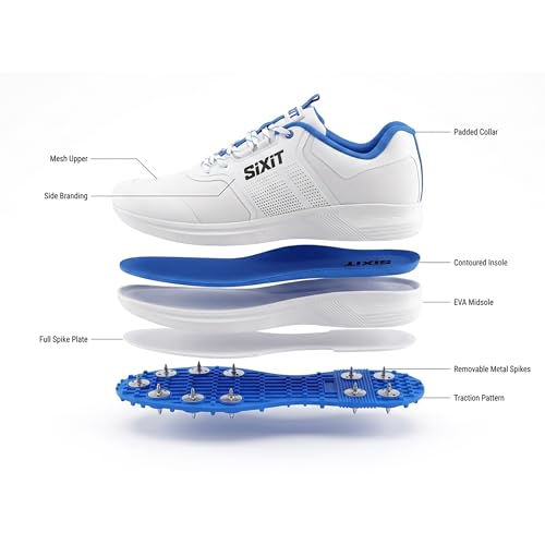 Image of AeroTech Cricket Spikes for Men, Ultra-Light Breathable Mesh, EVA Cushioning and High-Grip Spike Outsole