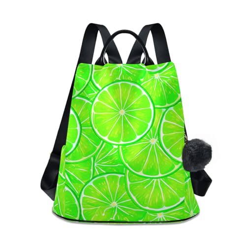 Sac à dos pour femme Slices Fresh Green Lime avec imprimé élégant et antivol