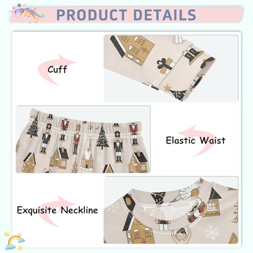 Pajama Sets Long Sleeve Christmas Nutcracker Snowflake Soft Comfy Sleepwear 2 Piece PJS 3-8T4