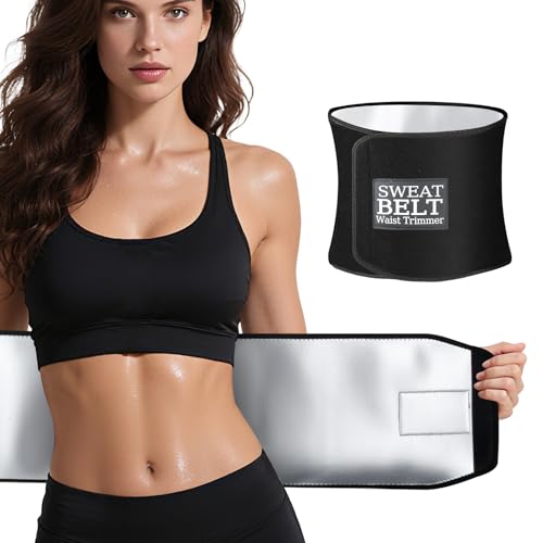 ZPP Waist Trimmer for Women and Men Sweat Belt Band Belly Stomach Wrap Black/Silver/Medium