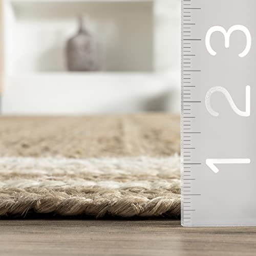 Nuloom Rikki Coastal Braided Jute Runner Rug, 2' 6" X 6', Off White #TOP1