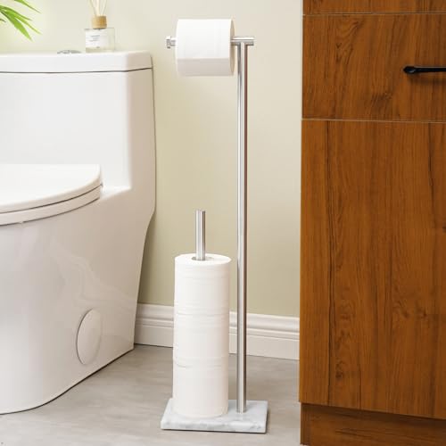 KES Porte Papier Toilette sur Pied Distributeur Papier Toilette Marbre Support Papier Toilette Acier Inoxydable SUS304 Porte Rouleau Brossé, BPH288-2