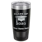 LaserGram 20oz Vacuum Insulated Tumbler Mug, Grad Cap Class of 2023, 2024, 2025, 2026, Personalized