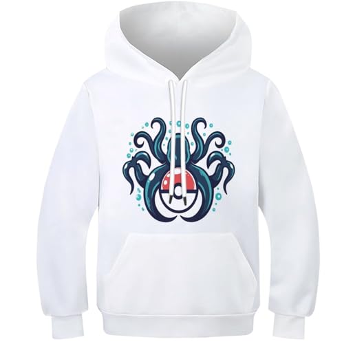 Sweat pieuvre molletonné contre le froid pull à capuche chaud enfant 11-13Y