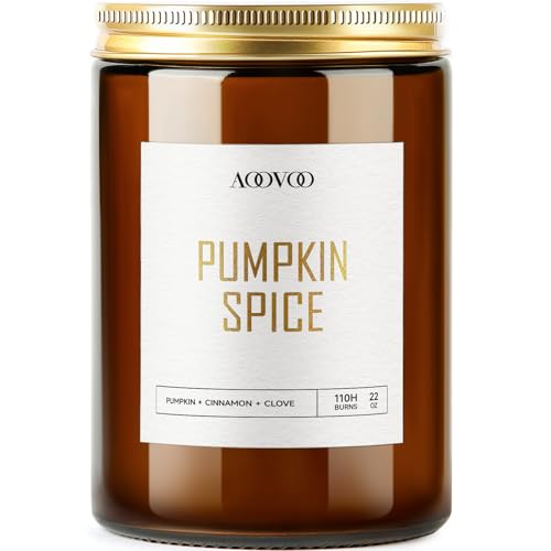Image of AOOVOO Pumpkin Spice Candles - 22 oz Scented Candles, Aromatherapy Candle, Soy Candle for Home Scented
