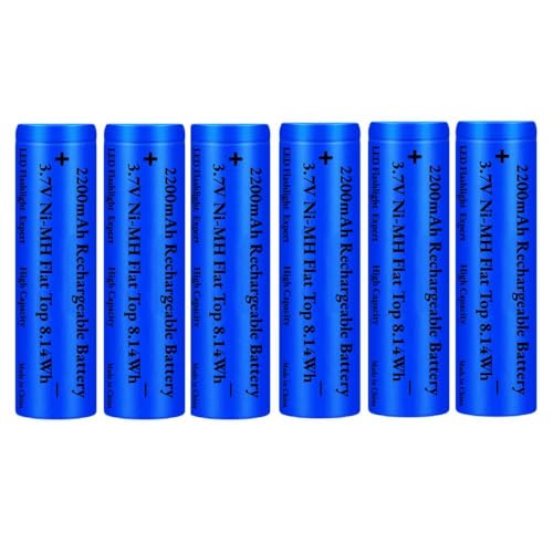 【Dettagli sulle dimensioni】: Quantità: 2/4/6 Pezzi; Tipo di batteria: batteria ricaricabile da 3.7V; Capacità: 2200mAh; Voltaggio: 3.7V; Dimensioni: 18mm x 18mm x 65mm / 0.7inch x 0.7inch x 2.55inch (L x W x H); Tipo: Flat Top/ Cima Piatta (NON batteria a Button Top/batteria AA/batteria AAA). Si prega di scegliere il tipo adatto ai propri dispositivi prima dell'acquisto.