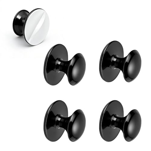 QVYQVY Self Adhesive Cabinet Knobs, 4 Pack, Black