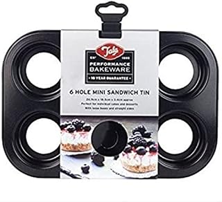Tala Performance 6 Cup Loose Based Mini Sandwich Pan, made from Professional Gauge carbon steel with Eclipse Non-Stick Coating; Perfect for individual cakes and cheesecakes
