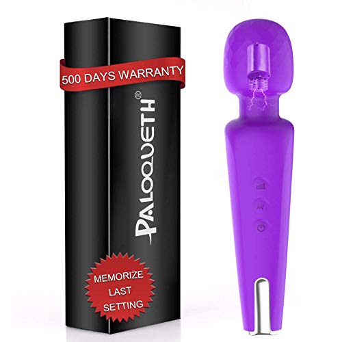 Personal Wand Massager Handheld Back Massager with Magic Memory Function 5 Speeds 20 Vibrations, PALOQUETH Cordless Electric Massager for Neck Shoulder Deep Tissue Massage Rechargeable