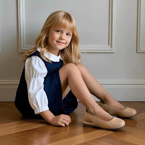 Image of Hehainom Girls Dress Shoes Slingback Flats Round Toe Toddler Little Kids Sandals Summer Flower Girl Communion Church Shoes