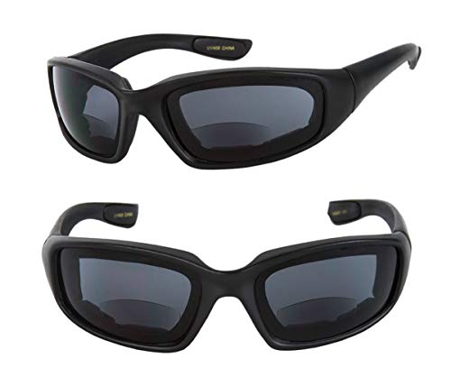 2 Pair of Motorcycle Bifocal Sunglasses - Safety Goggles (Black, 1.5)