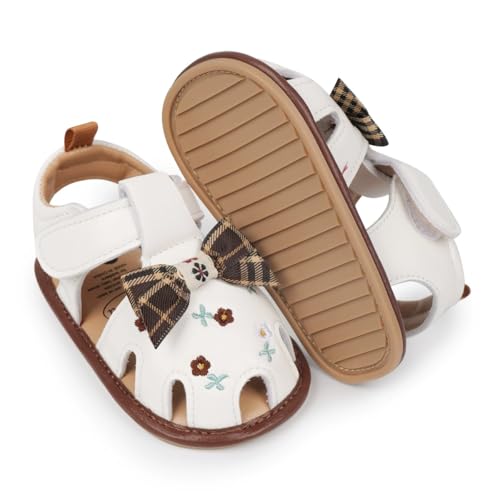 Image of HsdsBebe Baby Girls Sandals Bohemia Flower Bow Soft Sole Toddler First Walkers Beach Summer Shoes
