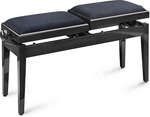 Tabouret de piano double Stagg PB245BKP avec hauteur réglable et assise velours