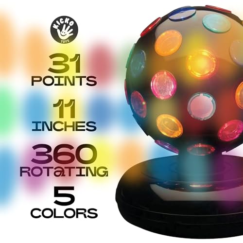 Kicko Spinning Disco Ball - 11-Inch Disco Ball Decor with Party Lights 360 Degree Rotating Neon LED Light for Kids and Adults - Colorful Flashing for 80s Party and Events - Thumbnail 3