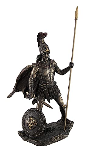Bronzed Mars Roman God of War Statue with Colored Accents