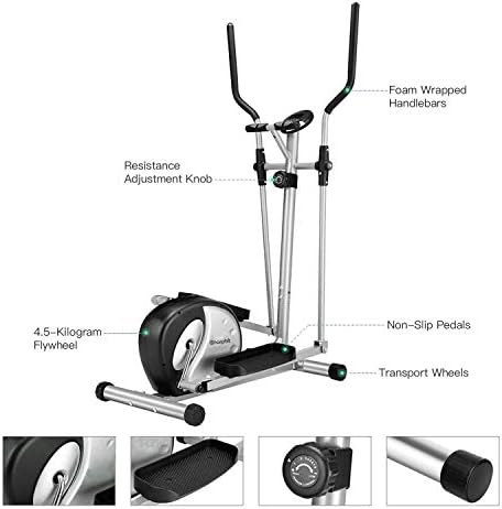 RDTIAN Fitness Equipment, Magnetic Elliptical Machine Trainer Smooth Quiet Driven for Home Gym Exercise for Exercise Family Accessories for Sports Gym Physical Exercise Household Health Care